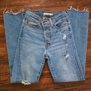 Levi's Wedgie Straight Jeans Size 24 Frayed Hem